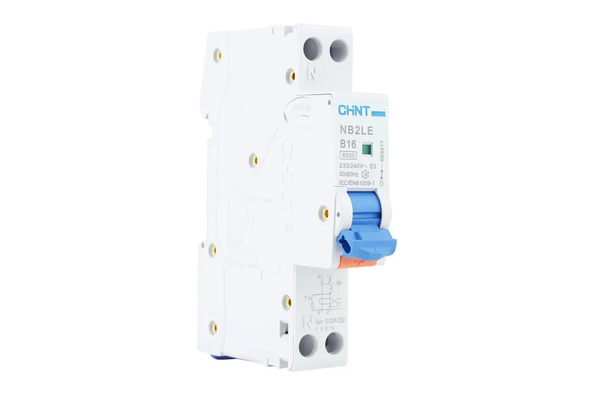 Chint aardlekautomaat 1-polig+nul 16A B-kar 30mA