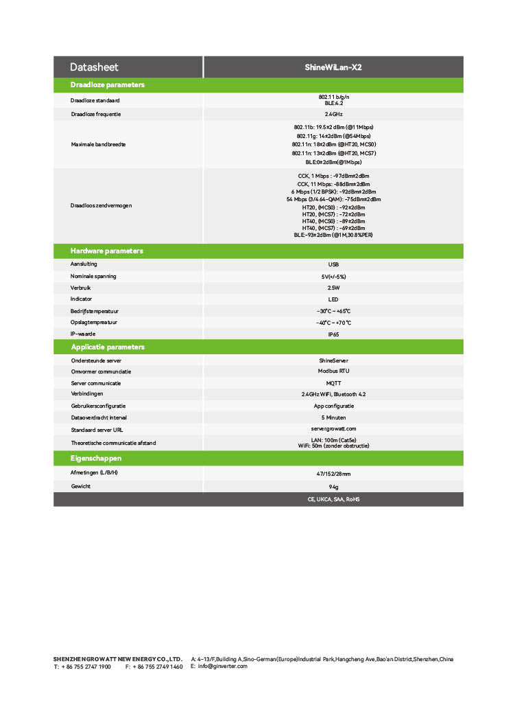 Growatt Shine WiLan-X2